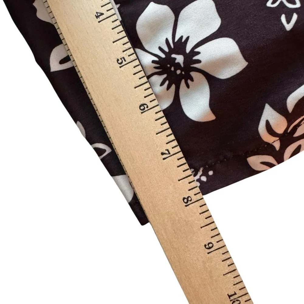 KingSize KS Island Big Men's Brown &‎ White Hibiscus Print Swim Trunks 1XL 44W